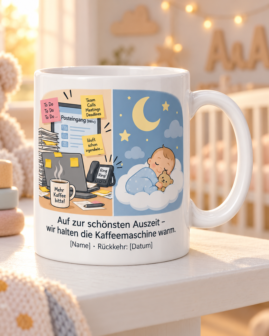 Elternzeit-Tasse personalisiert – Kinderzimmer
