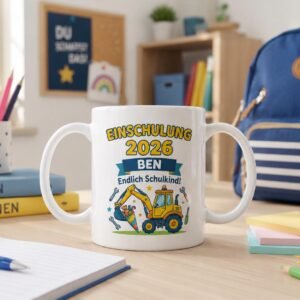 Einschulung Geschenk Junge | Personalisierte Tasse mit Namen | Schulanfang 2026 | Erstklässler Becher